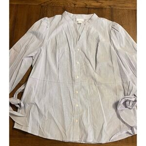 NWT Liz Claiborne Ladies Blue & White Striped Top With Belted Waist Size XL